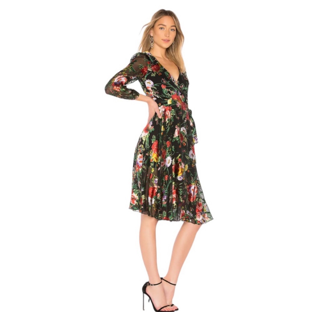 Alice + Olivia Blooming Bouquet Wrap Dress